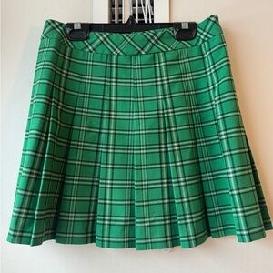 Sunday Best Green Pleated Plaid Skirt
